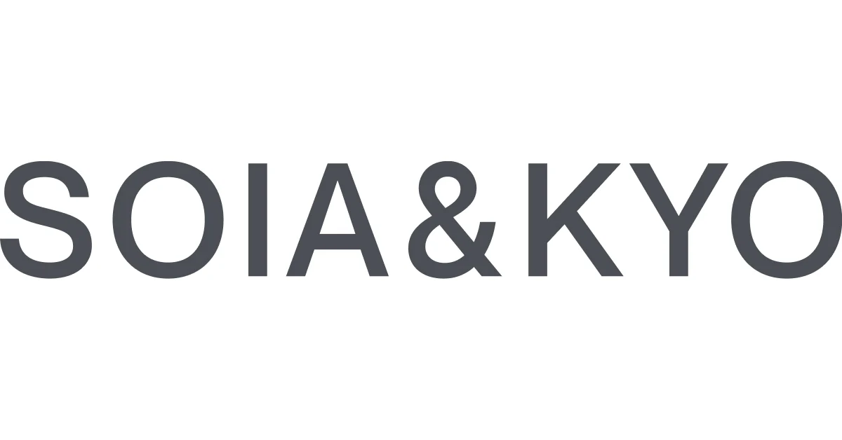 The image displays the text "SOIA & KYO" in large, bold, gray capital letters on a white background.