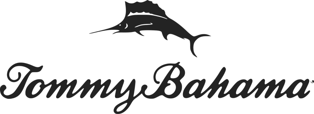 The Tommy Bahama logo features a marlin fish above the brand name "Tommy Bahama" written in elegant, cursive script.