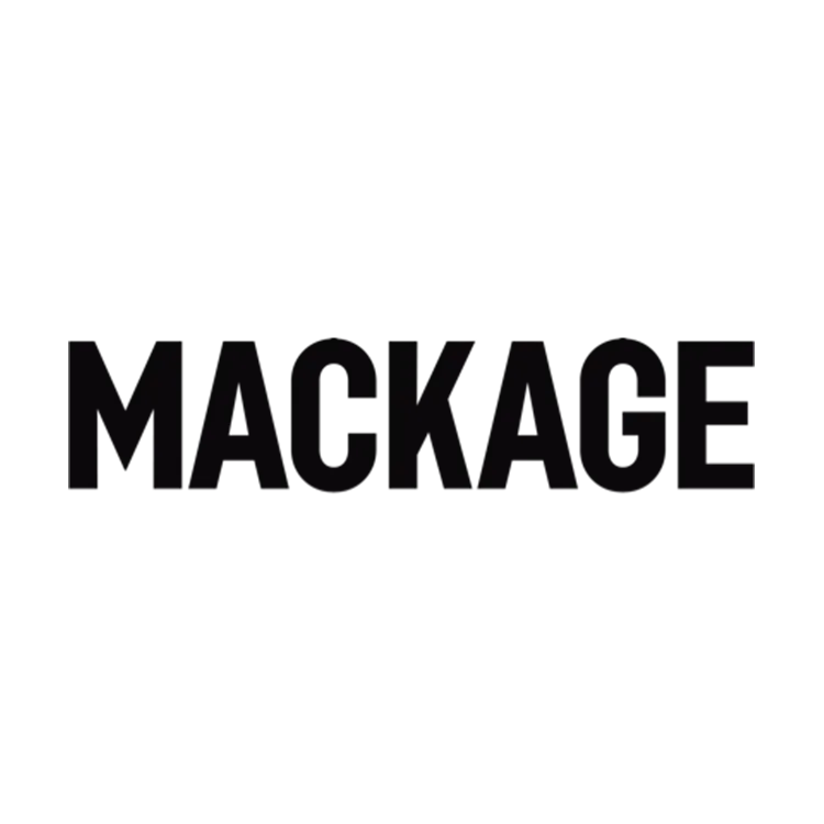 Black text logo on a white background that reads "MACKAGE" in bold, uppercase letters.