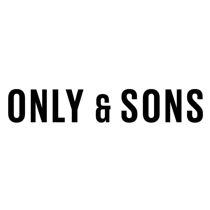 Black, bold, all-caps text reading "ONLY & SONS" centered on a white background.